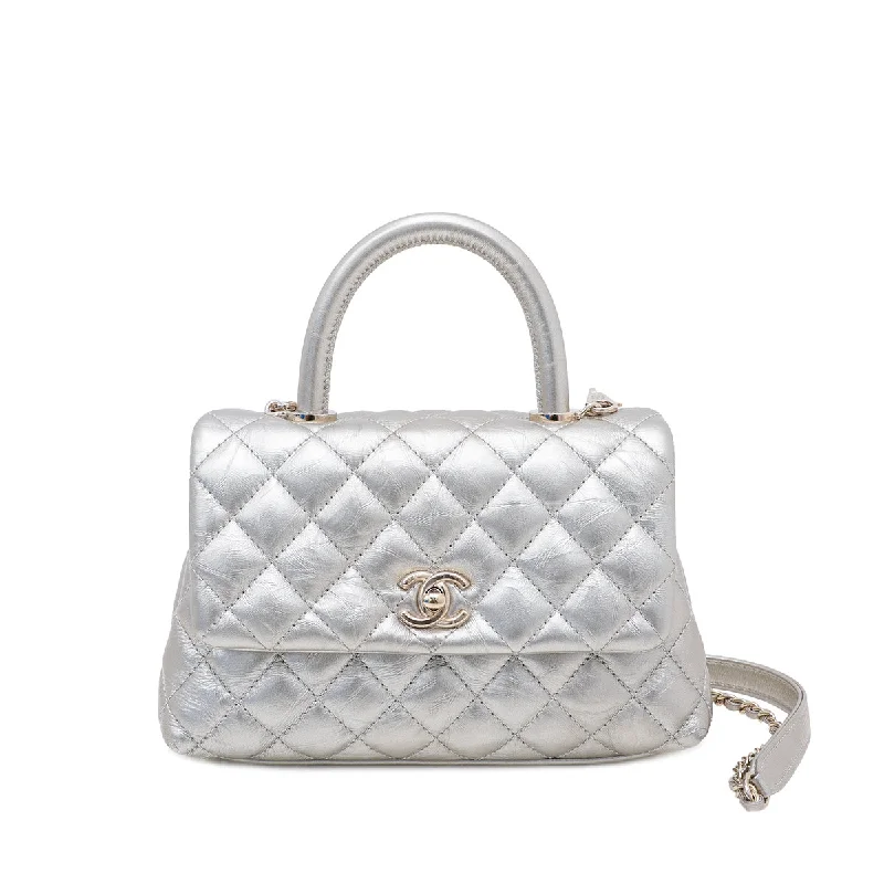 High-end designer bags for menChanel Light Champagne CC Coco Handle Mini Bag