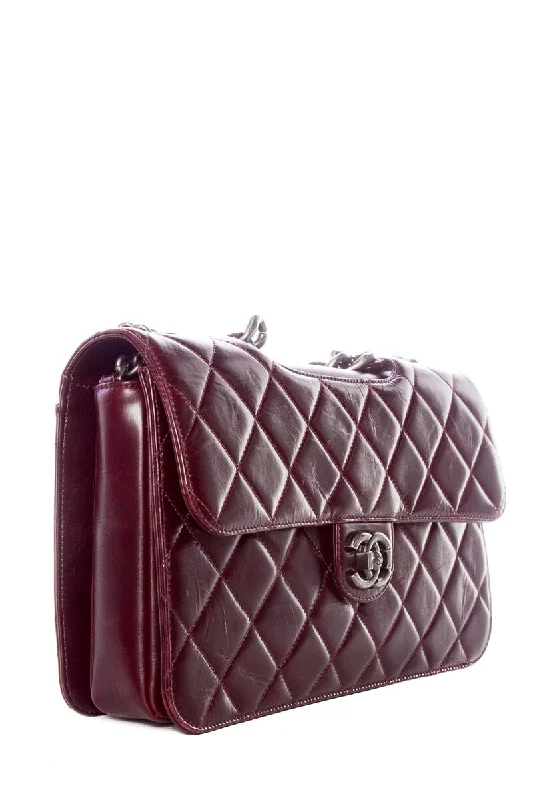 Designer bags with gold hardwareChanel Perfect Edge Flap Burgundy with Silver Hardware Handbag