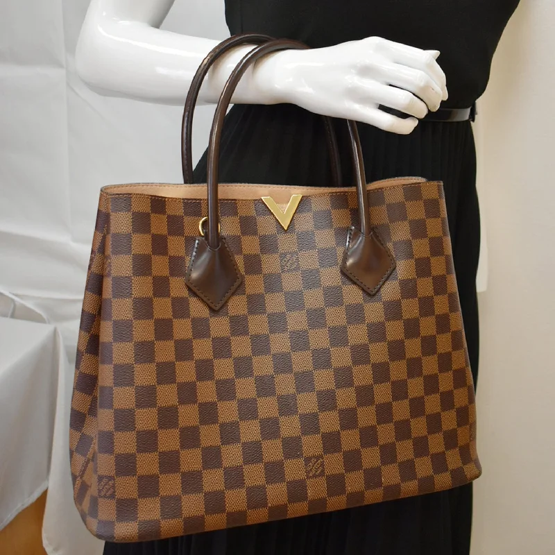 Vegan leather handbagsLOUIS VUITTON Kensington Damier Ebene Tote Bag Brown