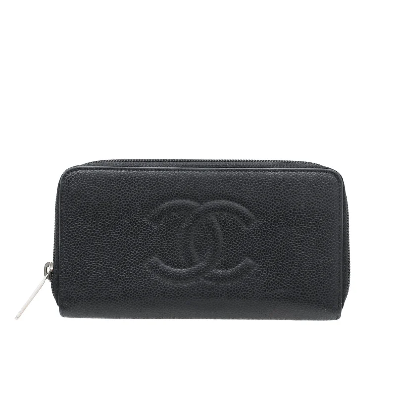 Durable leather bags for daily useChanel Black Timeless CC Zip Around Wallet