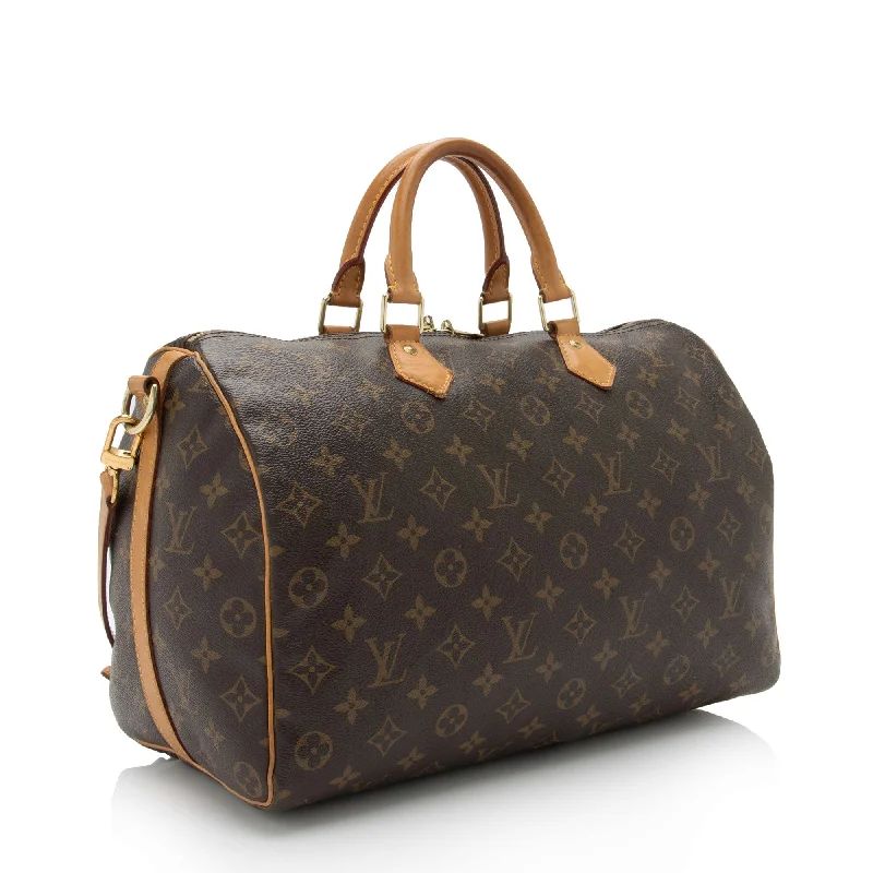 Designer bags with gold hardwareLouis Vuitton Monogram Canvas Speedy Bandouliere 35 Satchel (SHF-Y4r2B1)