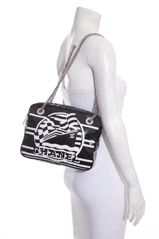 Water-resistant travel backpacksChanel 2019 Black & White "La Pausa" Coated Canvas Cross-Body