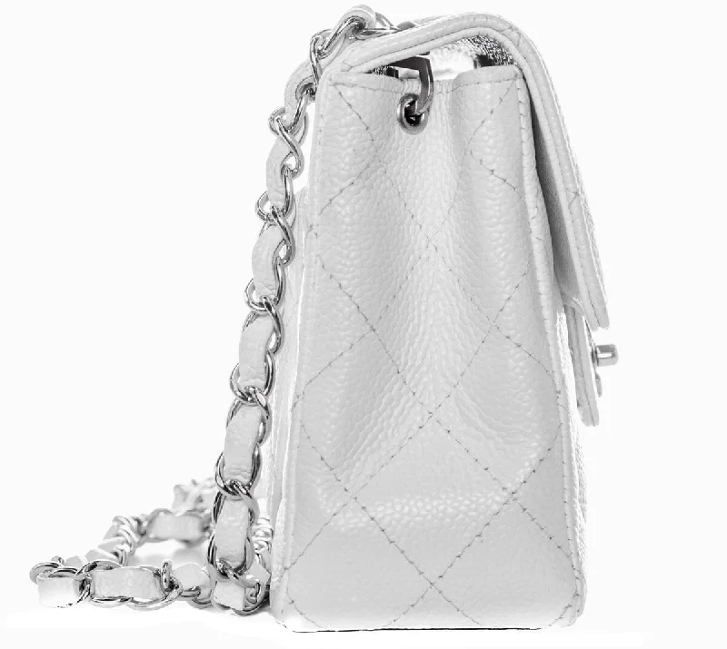 Trendy bucket bags for summerChanel White Caviar Mini Flap SHW  Handbag