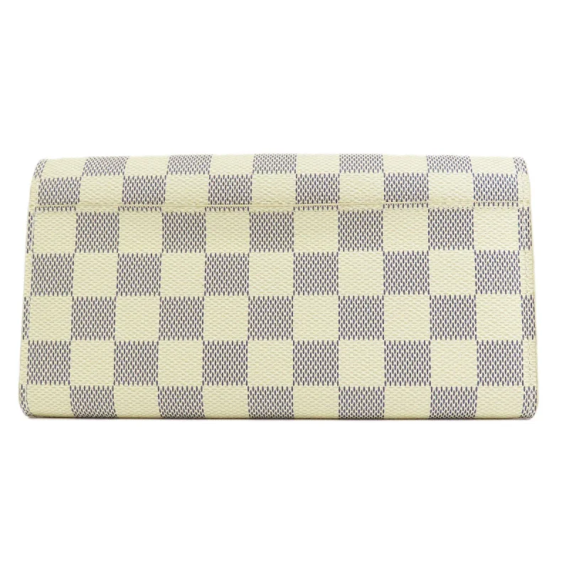 High-end designer bags for menLOUIS VUITTON N63208 Portefeuille Sarah Damier Azur Long Wallet Canvas Women's