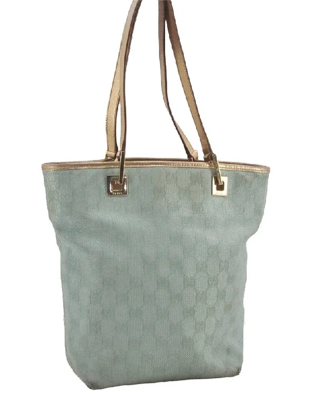 Luxury brand bags on saleAuthentic GUCCI Vintage Tote Bag GG Canvas Leather 0021099 Light Blue 5207I