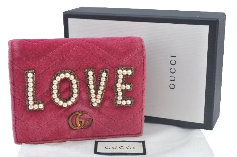 Water-resistant travel backpacksAuth GUCCI GG Marmont LOVE Double G Bifold Wallet Velour 466492 Pink Box 6637I