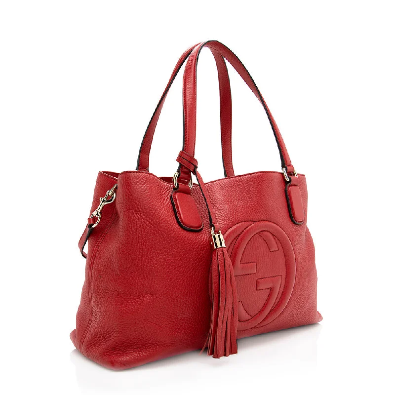 Customizable monogram bagsGucci Grained Leather Soho Working Tote (SHF-18809)