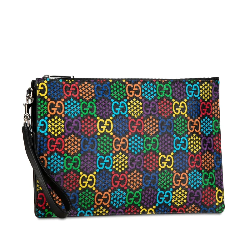 Best bags for business tripsGucci GG Supreme Psychedelic Zip Clutch BbyHzE)