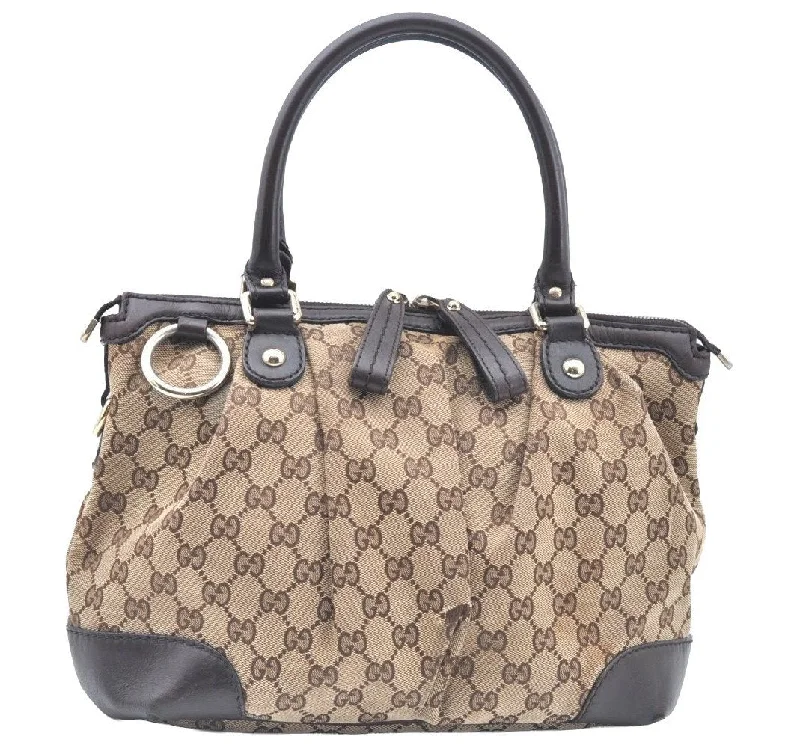 Luxury bags with exotic skinsAuthentic GUCCI Sukey 2Way Shoulder Tote Bag GG Canvas Leather Brown K5900