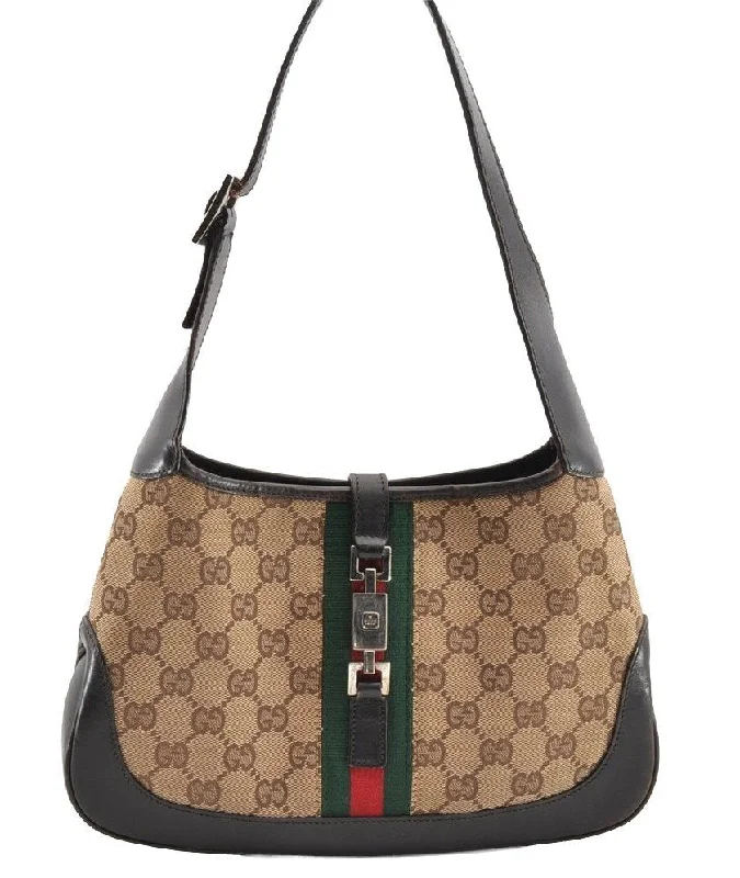 Top-rated backpack brandsAuthentic GUCCI Sherry Line Jackie Shoulder Bag Canvas Leather Brown Junk 5237I