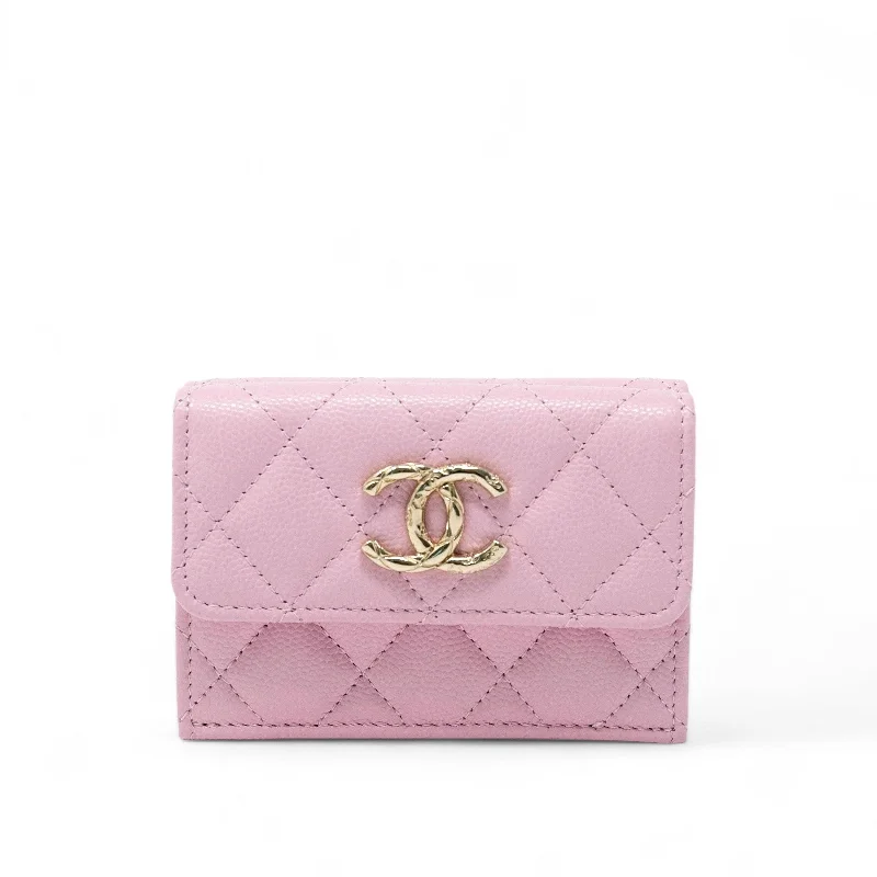 Affordable leather bagsChanel Pink Trifold Flap Wallet