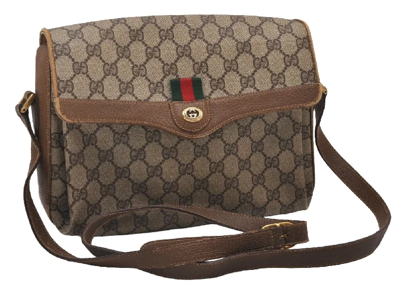 Best bags for photographersAuthentic GUCCI Web Sherry Line Shoulder Cross Bag GG PVC Leather Brown 7323I