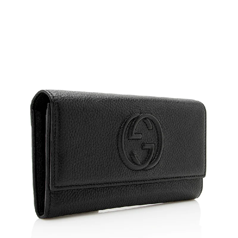 Vegan leather handbagsGucci Leather Soho Continental Wallet (21799)