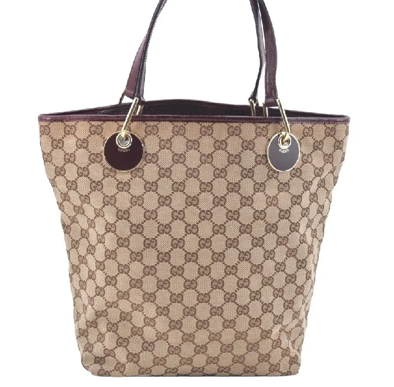 High-quality leather messenger bagsAuthentic GUCCI Eclipse Shoulder Tote Bag GG Canvas Leather 120836 Brown 7615I