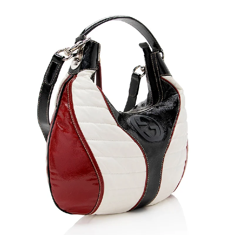 Trendy transparent PVC bagsGucci Leather Snow Glam Hobo (17803)