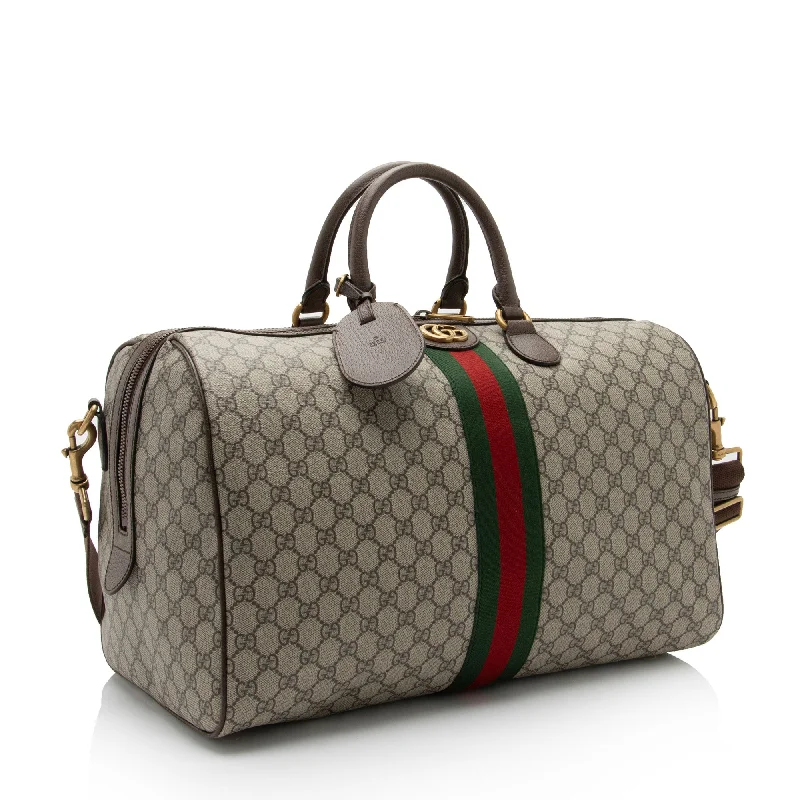 Designer bags with top handlesGucci GG Supreme Savoy Medium Duffle Bag (9LeM4P)