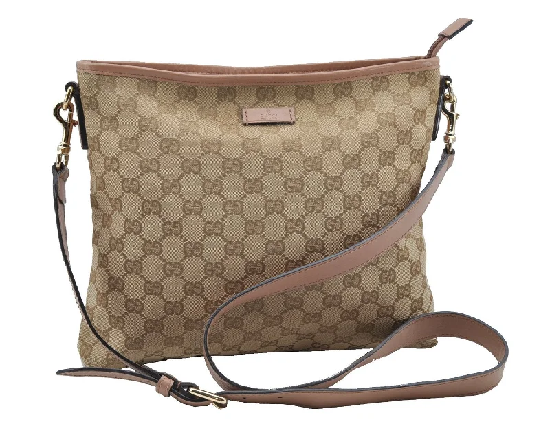 Vintage-inspired handbagsAuthentic GUCCI Shoulder Cross Body Bag GG Canvas Leather 388924 Beige 9540F