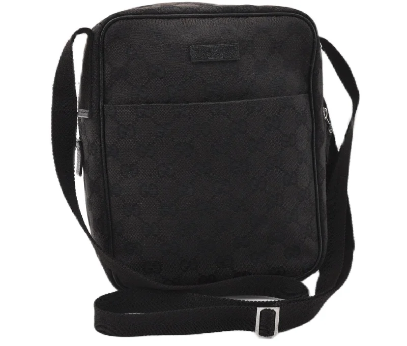 Water-resistant travel backpacksAuthentic GUCCI Shoulder Cross Body Bag GG Canvas Leather 122759 Black 0019G