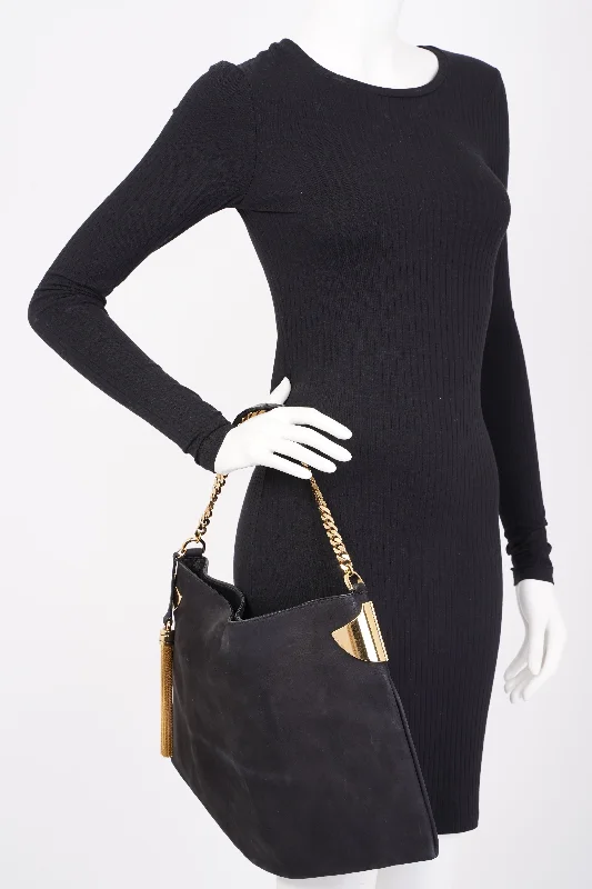 Mini bags for evening outGucci 1970 Medium Gold Chain Hobo Bag Black Leather