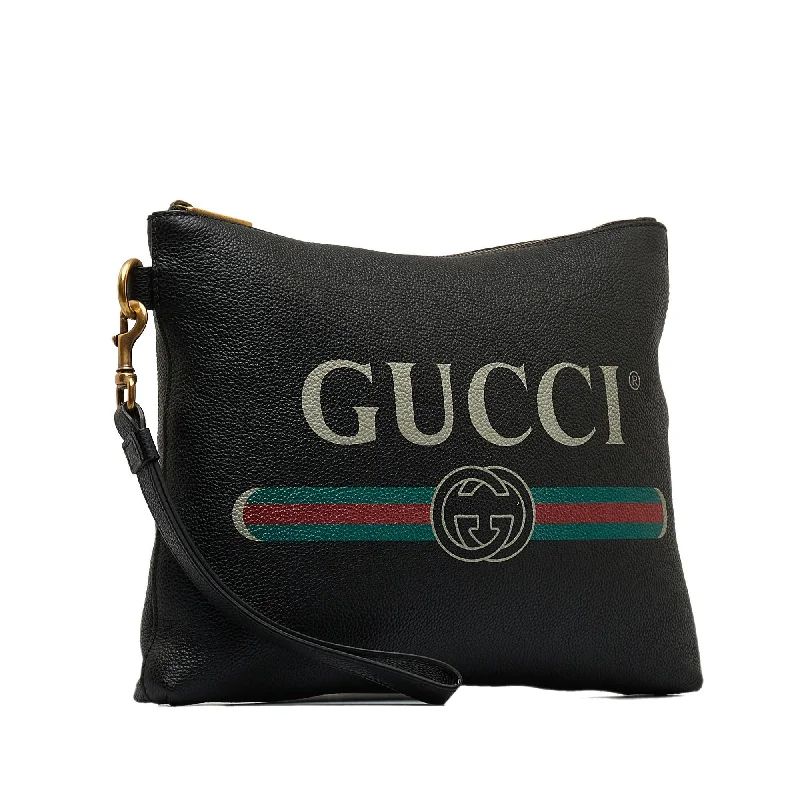 Vintage-inspired handbagsGucci Gucci Logo Leather Clutch Bag (Gyg3CU)