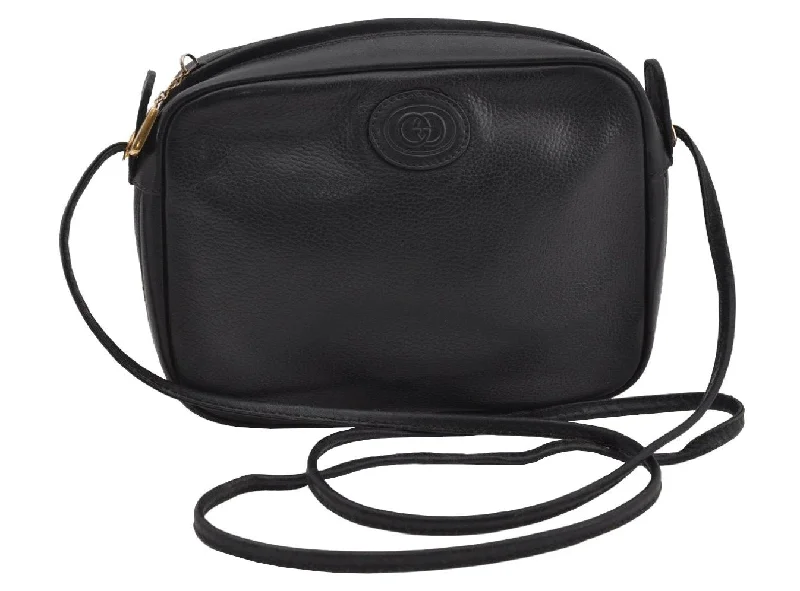 High-end designer bags for menAuthentic GUCCI Vintage Shoulder Cross Body Bag Purse Leather Black 7690I