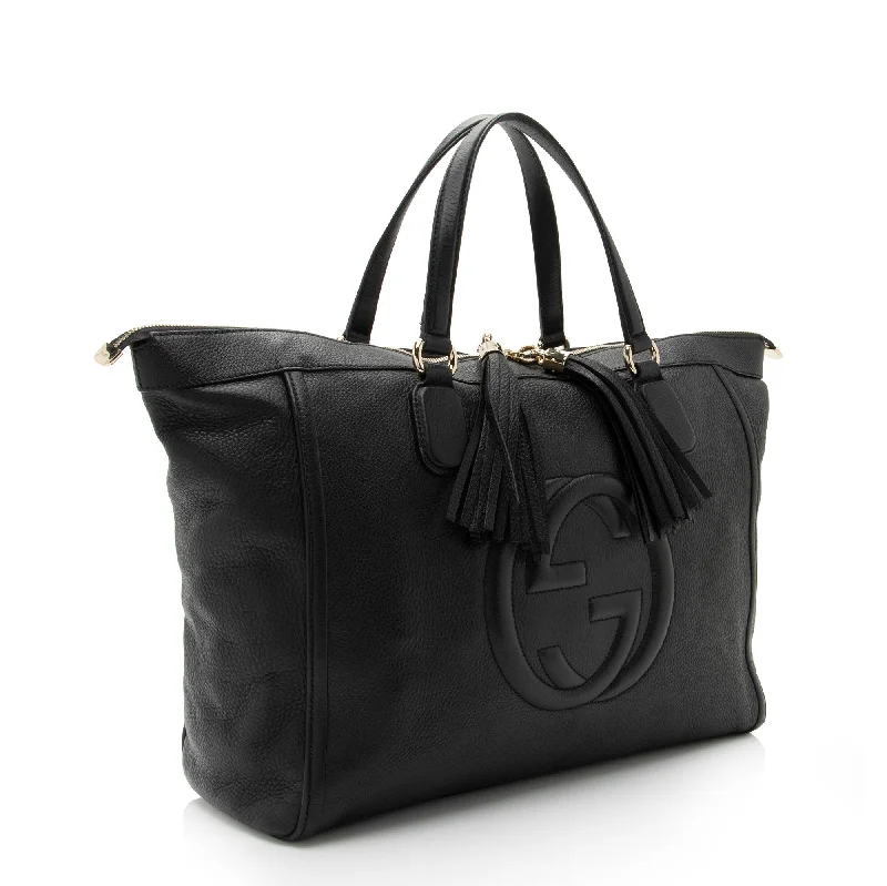 Affordable luxury bags Gucci Leather Soho Large Zip Tote (3j2gH9)