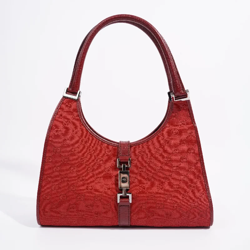 Vegan leather handbagsGucci Womens Vintage Jackie O Red Monogram Canvas